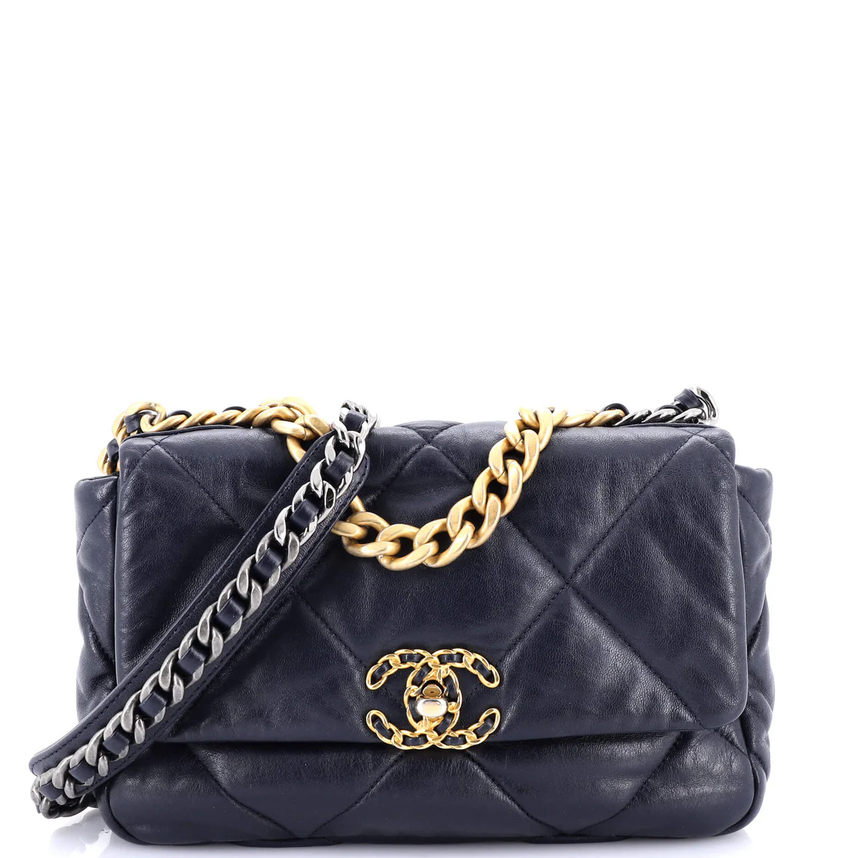 19 Flap Bag Quilted Leather Medium - Deep Luxury