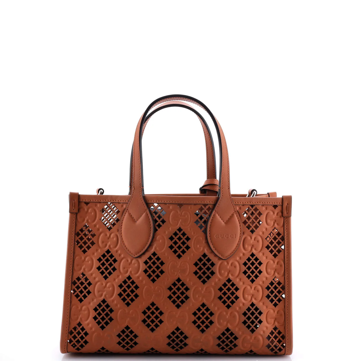 Convertible Tote GG Debossed Laser Cut Leather Small - Deep Luxury