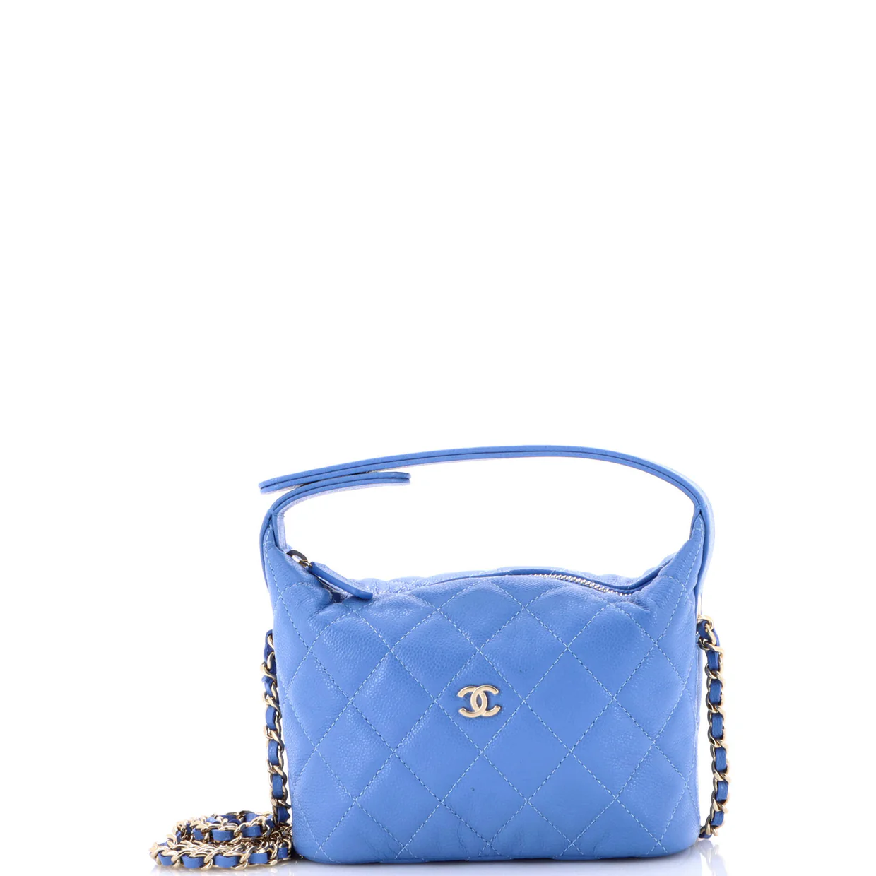 CC Hobo Clutch with Chain Quilted Caviar - Deep Luxury