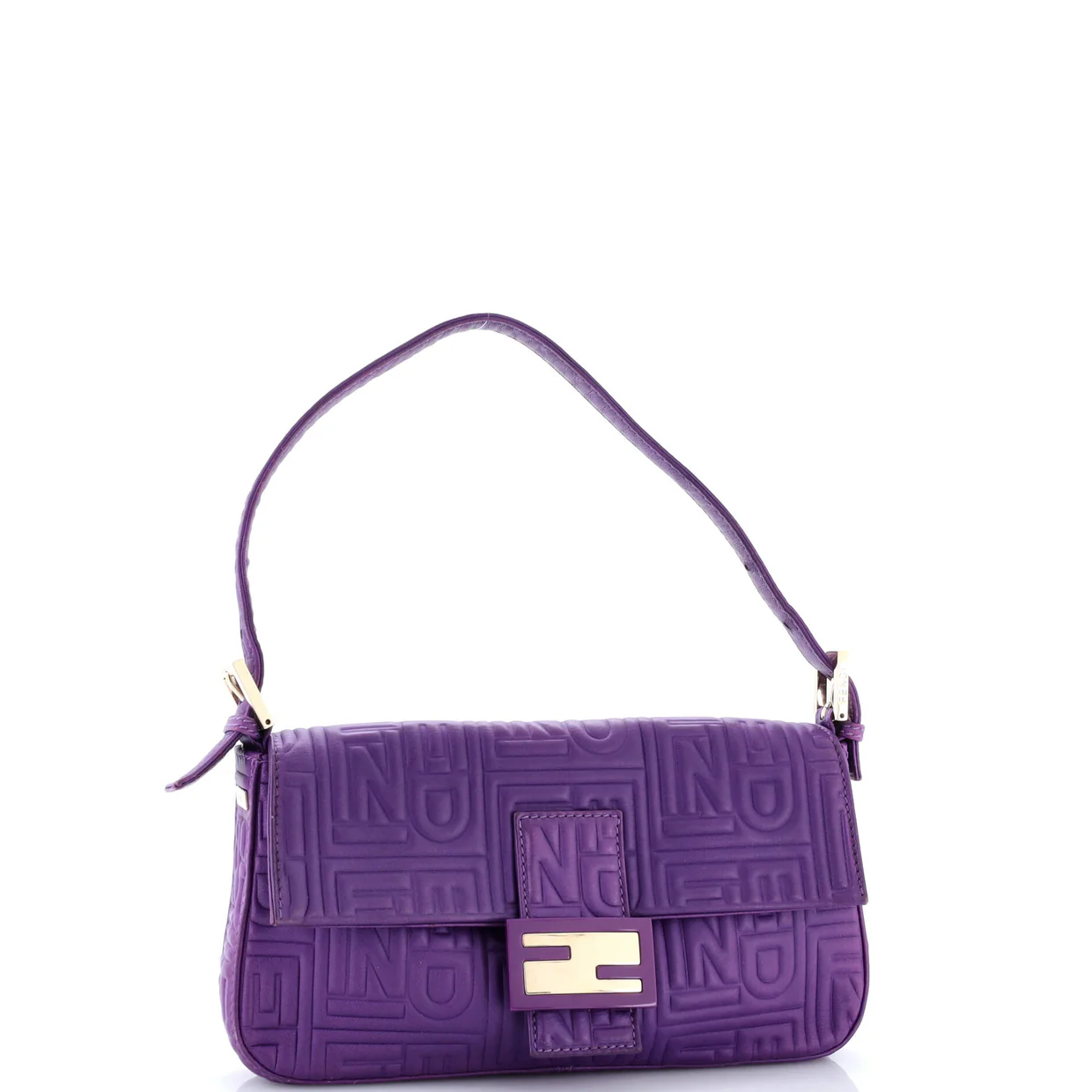 Baguette Bag Logo Embossed Leather Small - Deep Luxury