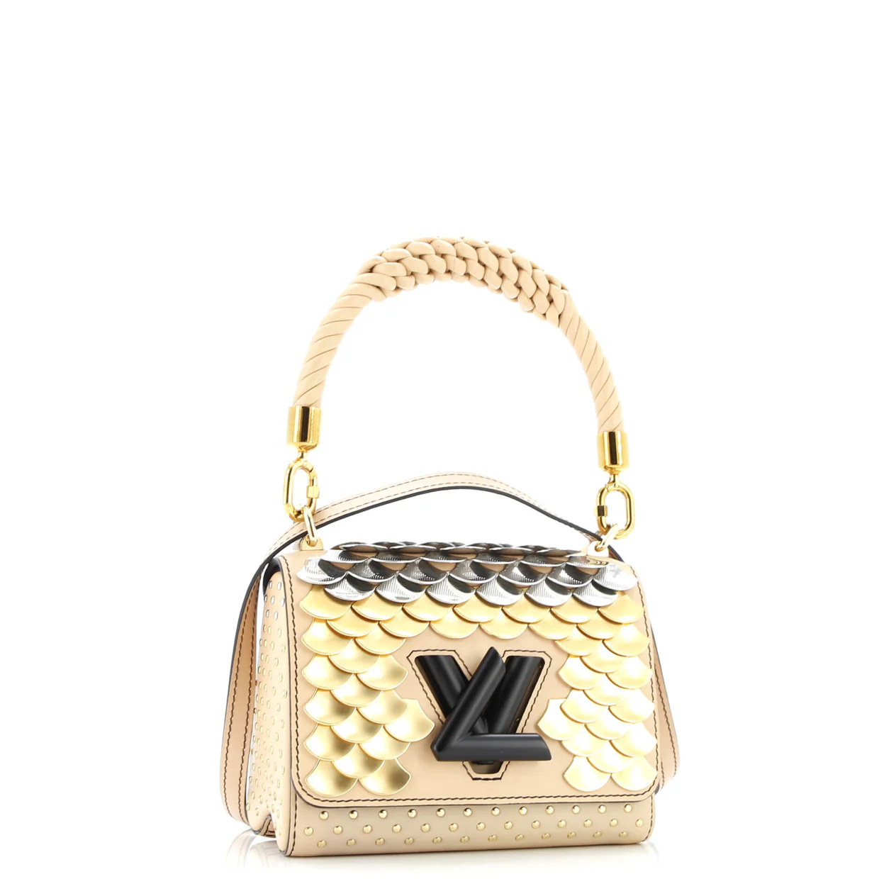 Braided Handle Twist Bag Embellished Leather PM - Deep Luxury