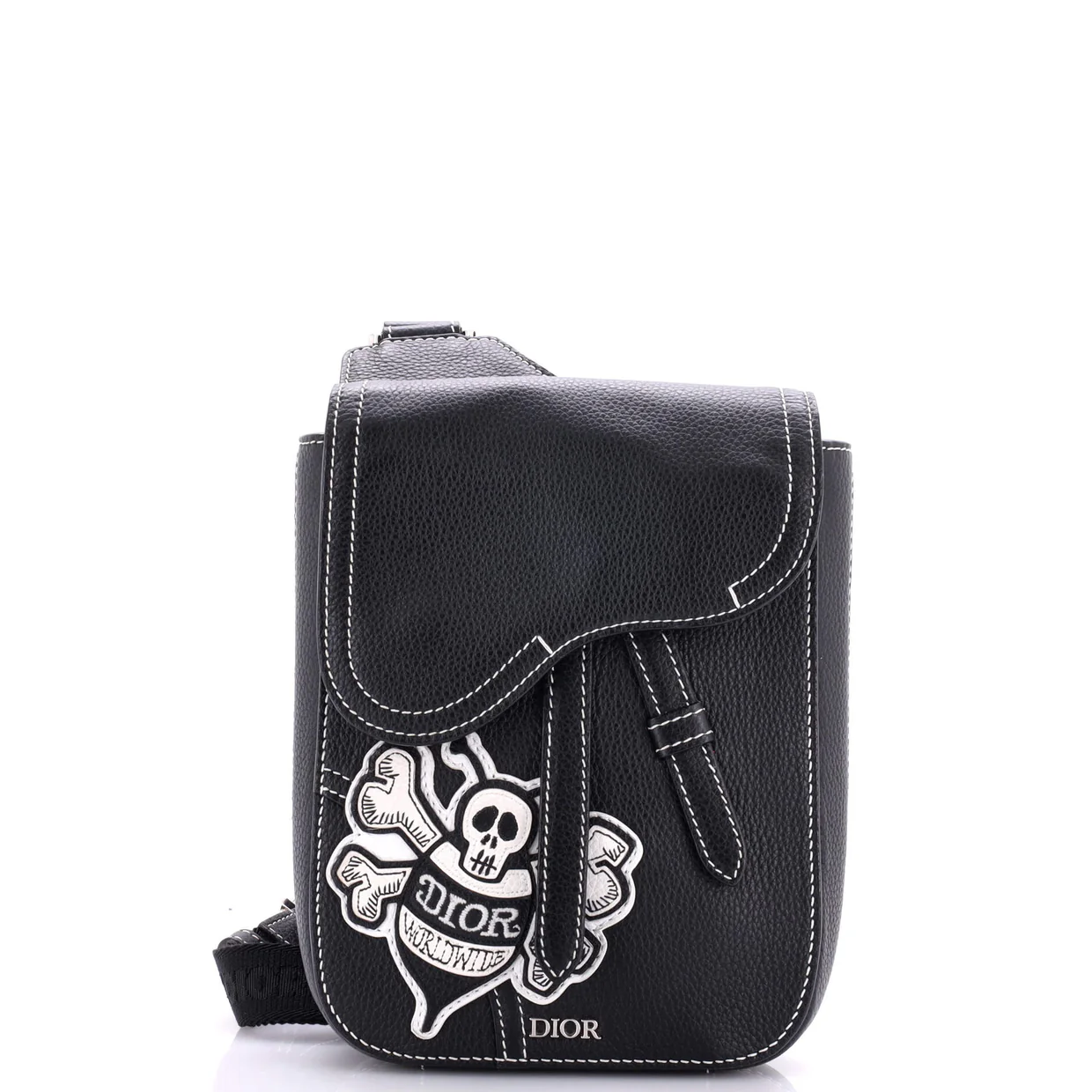 Stussy Saddle Messenger Pouch Leather with Applique - Deep Luxury