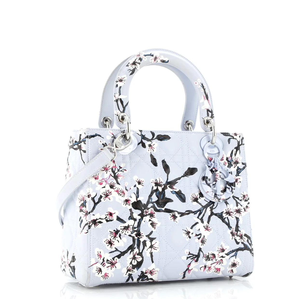 Lady Dior Bag Cannage Quilt Floral Printed Lambskin Medium - Deep Luxury