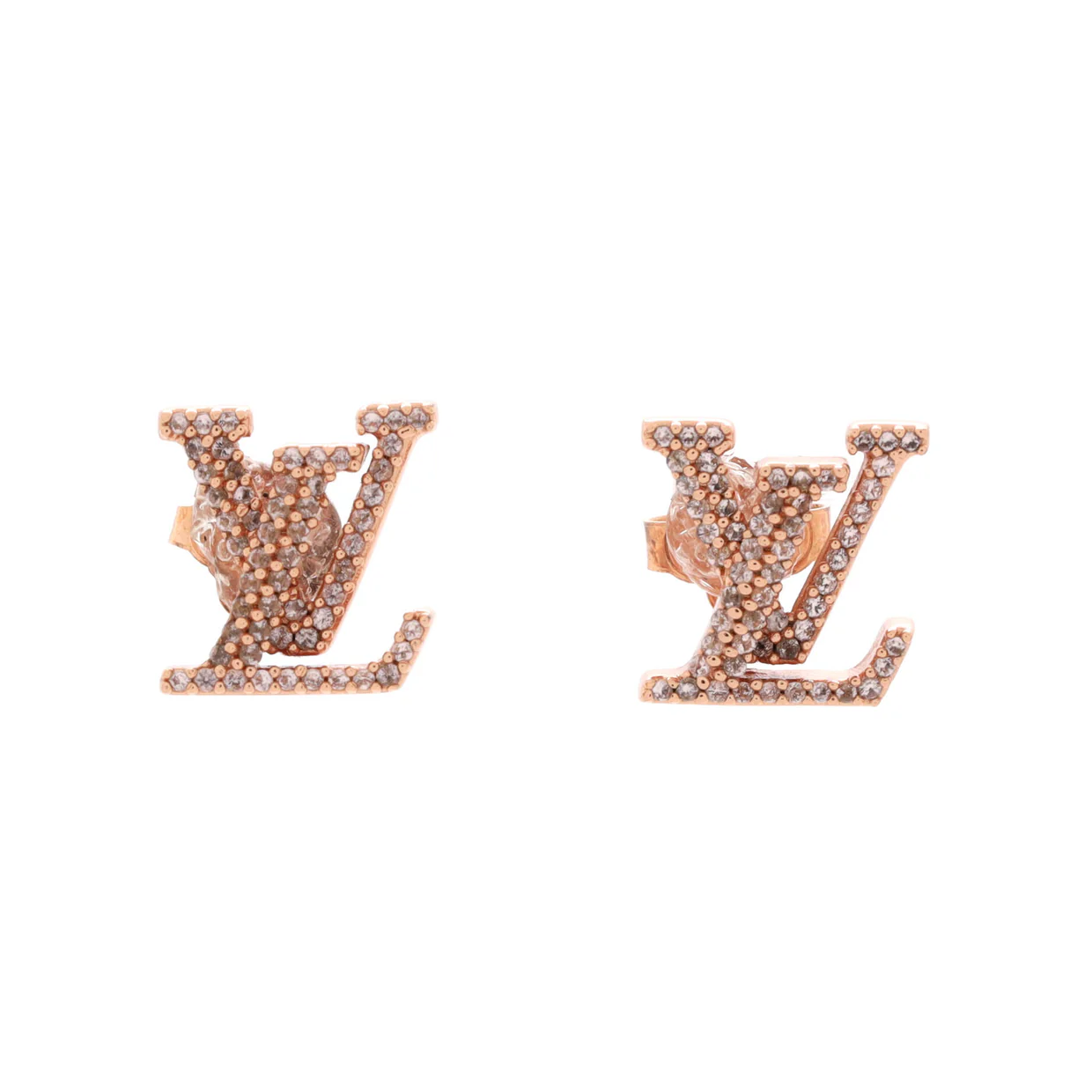 LV Iconic Stud Earrings Metal with Crystals - Deep Luxury