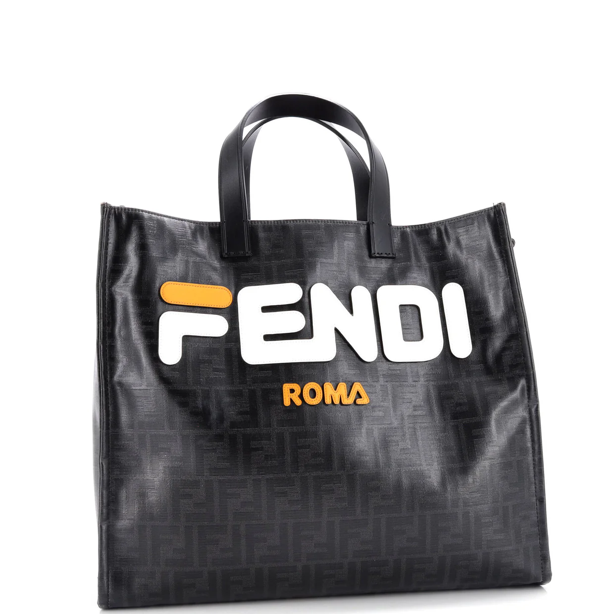 Mania Logo Shopper Tote Zucca Coated Canvas Large - Deep Luxury