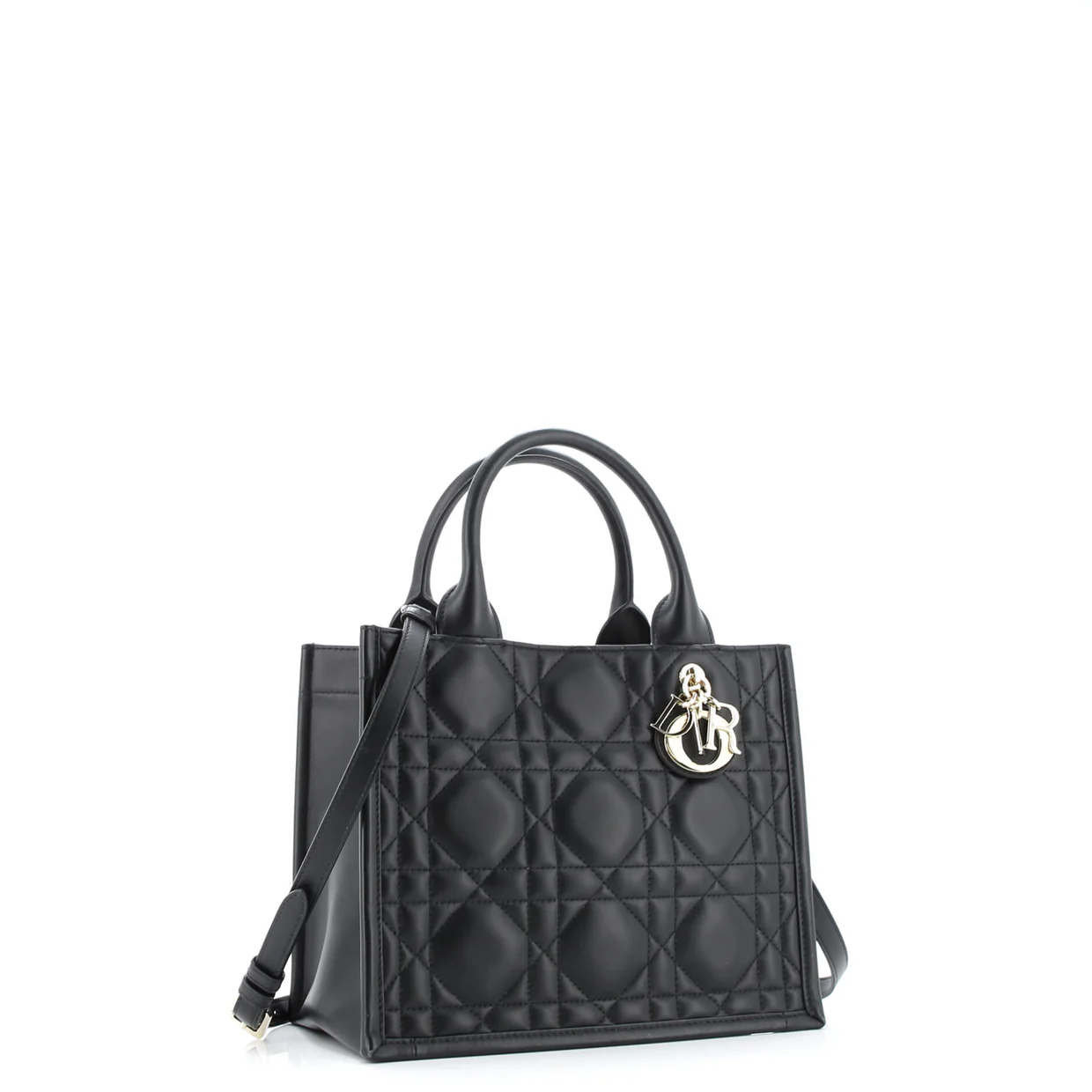 Book Tote with Strap Macrocannage Quilt Calfskin Small - Deep Luxury