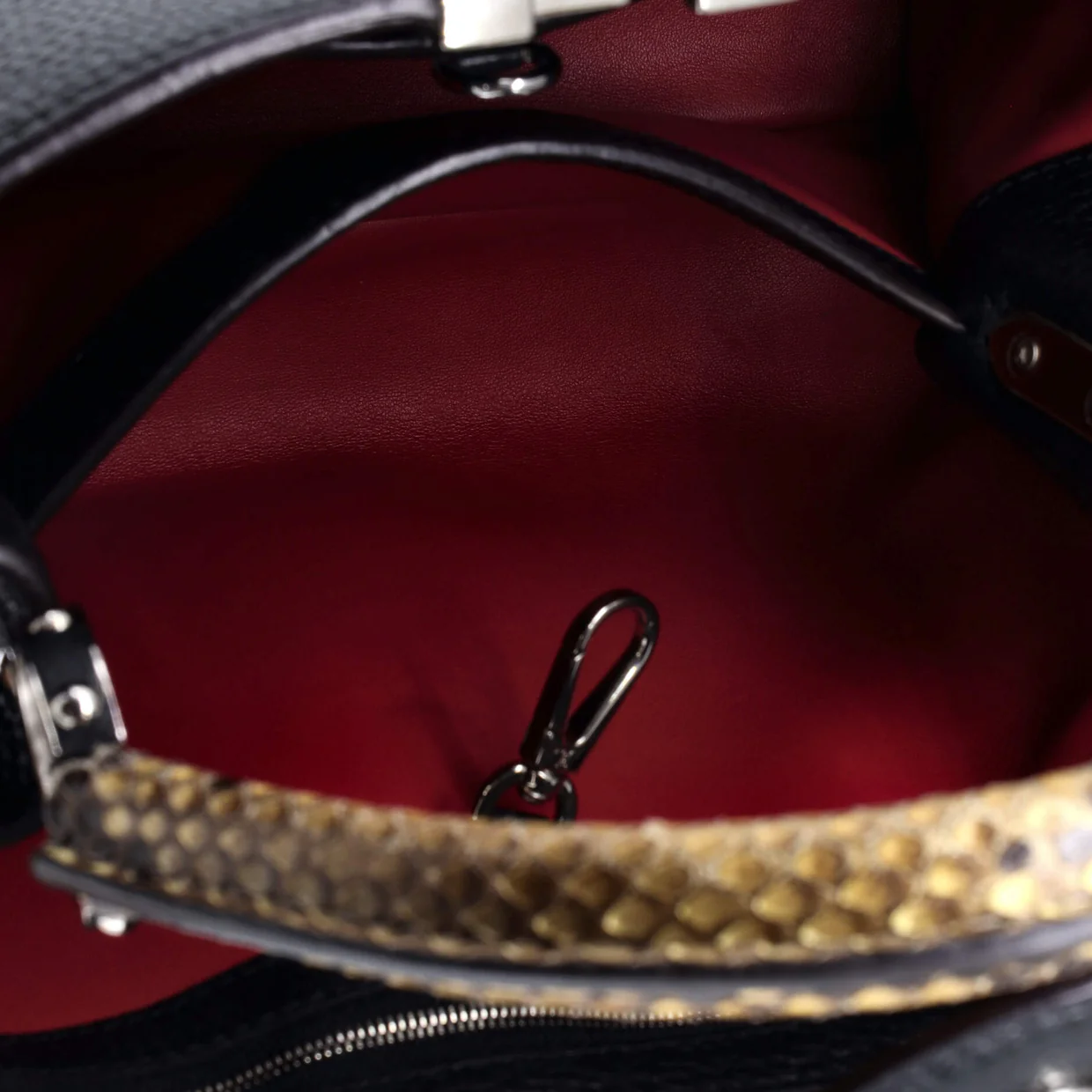 Capucines Bag Leather with Python PM - Deep Luxury