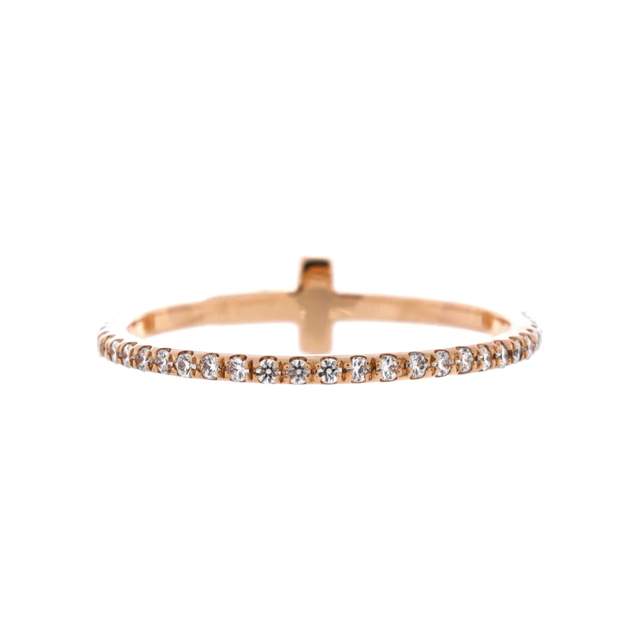 T Wire Ring 18K Rose Gold with Pave Diamonds - Deep Luxury