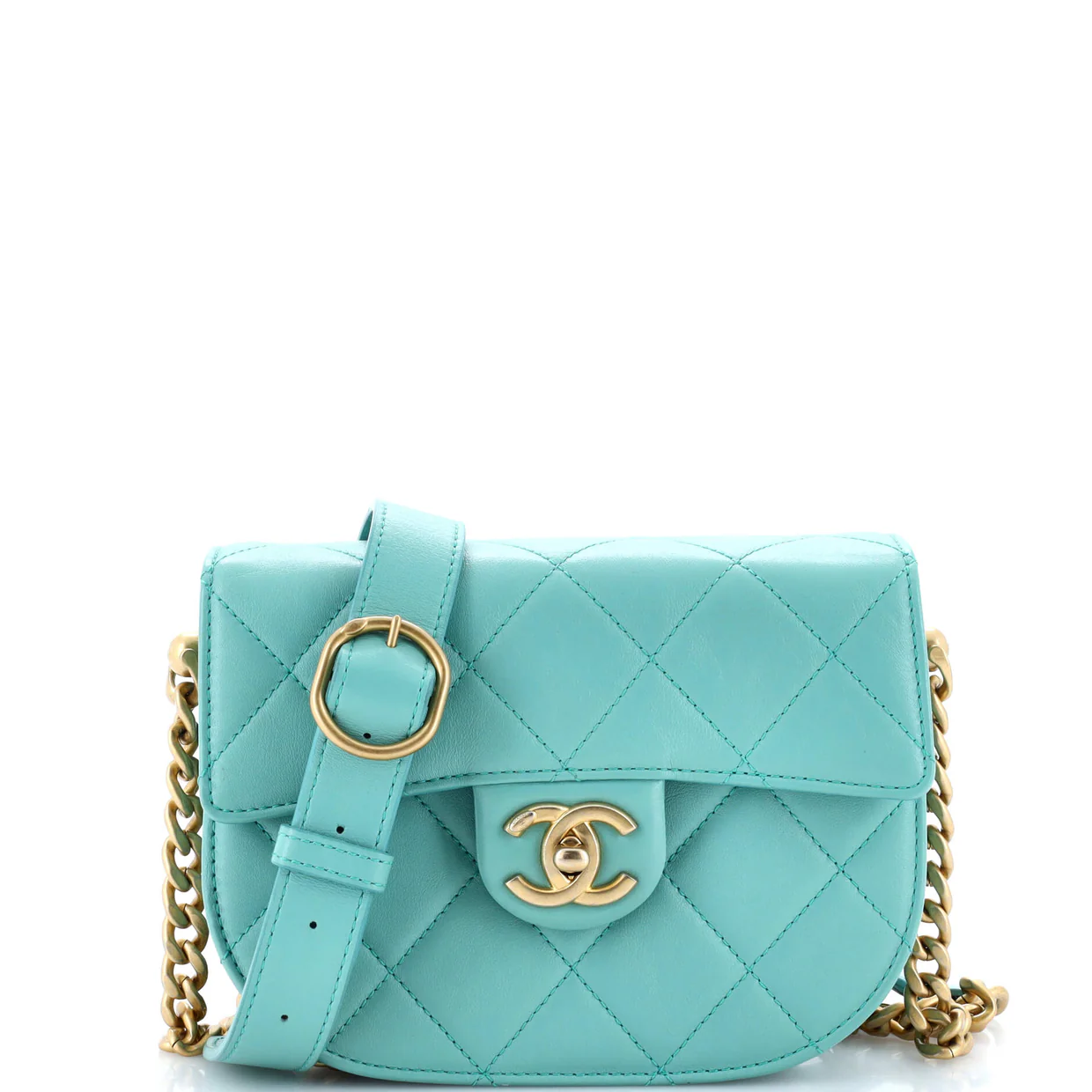 Moon Flap Messenger Bag Quilted Calfskin Mini - Deep Luxury