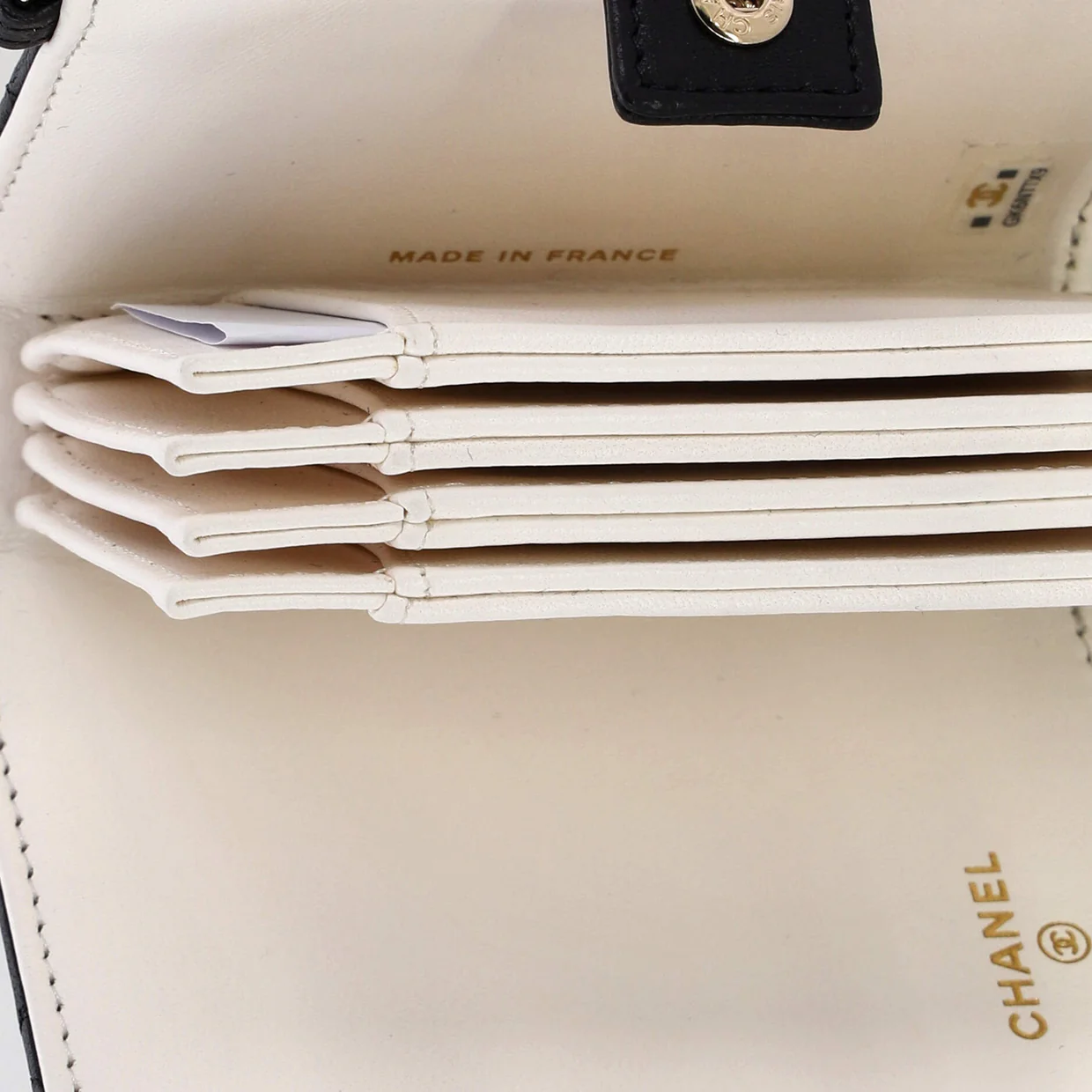 CC Book Card Holder with Chain Quilted Lambskin - Deep Luxury