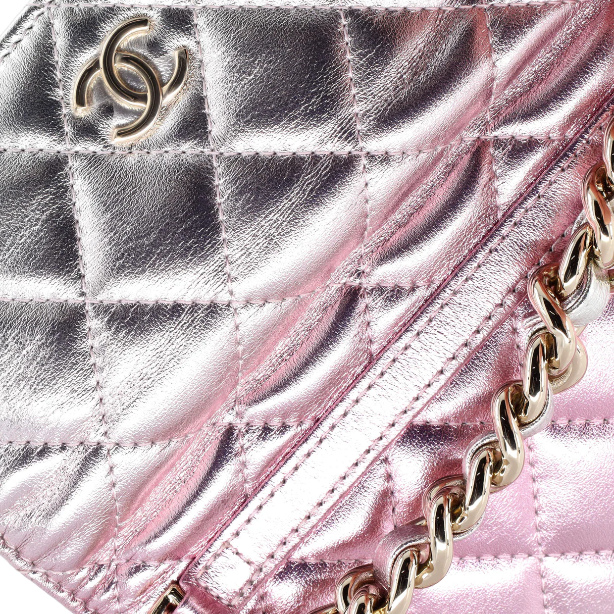 Coco Punk Chain Clutch Quilted Gradient Metallic Lambskin - Deep Luxury
