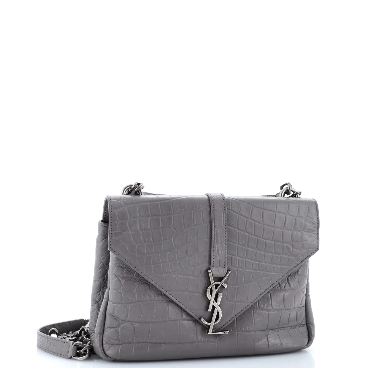 Classic Monogram College Bag Crocodile Embossed Leather Medium - Deep Luxury
