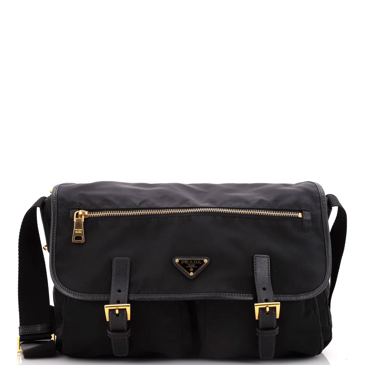 Double Buckle Flap Messenger Bag Tessuto Large - Deep Luxury