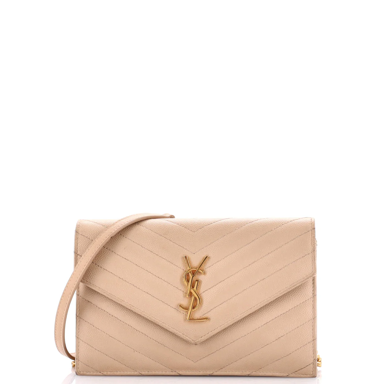 Classic Monogram Wallet on Chain Matelasse Chevron Leather Small - Deep Luxury