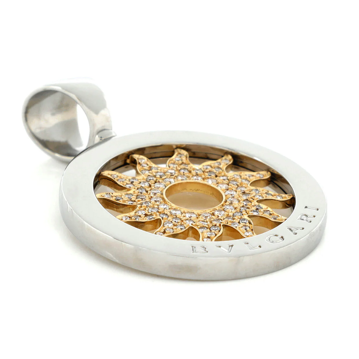 Tondo Sun Pendant Pendant u0026 Charms 18K Yellow Gold and Stainless Steel with Diamonds - Deep Luxury