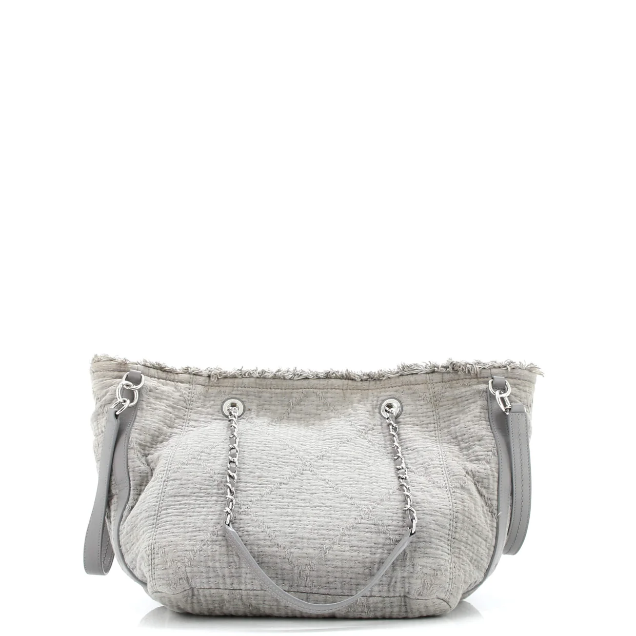 Double Face Deauville Tote Fringe Quilted Canvas Small - Deep Luxury