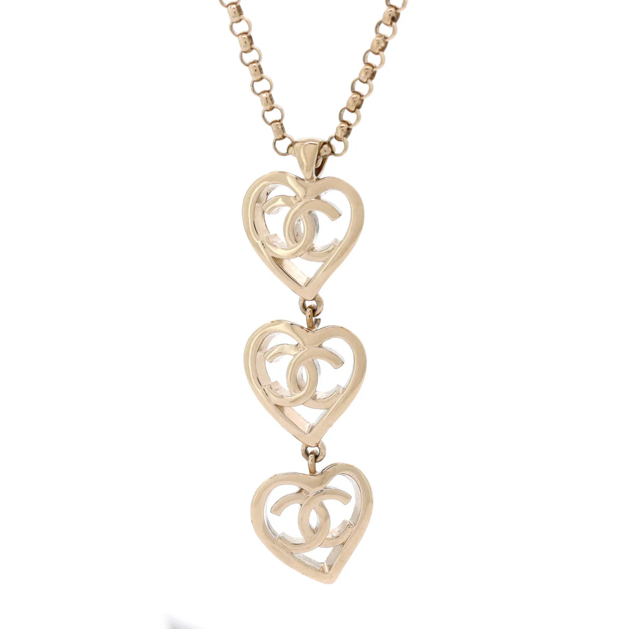 Coco In Love Heart CC Link Necklace Metal - Deep Luxury
