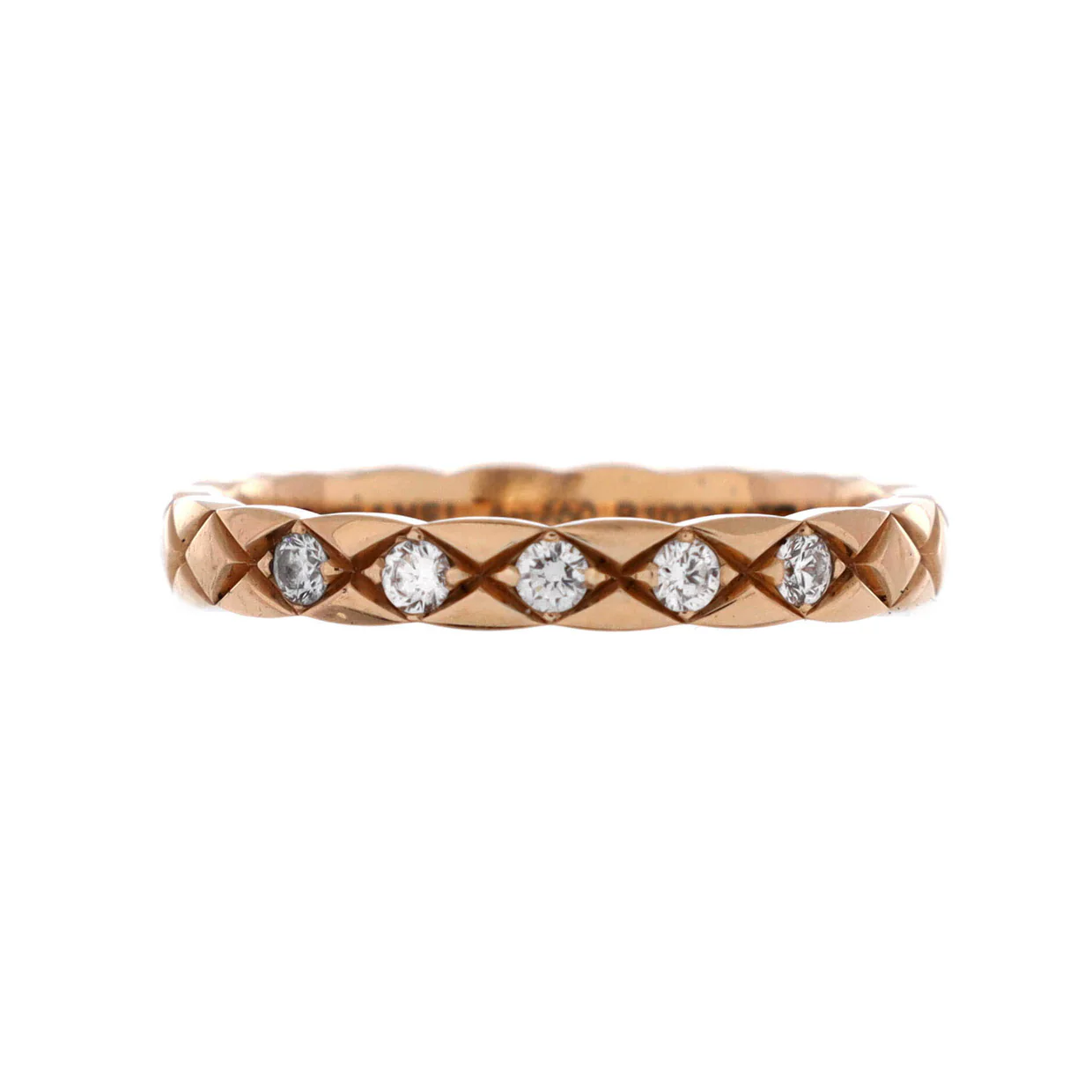 Coco Crush Ring 18K Beige Gold with 5 Diamonds Mini - Deep Luxury