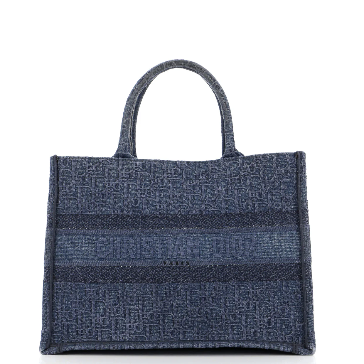 Book Tote Oblique Denim Small - Deep Luxury