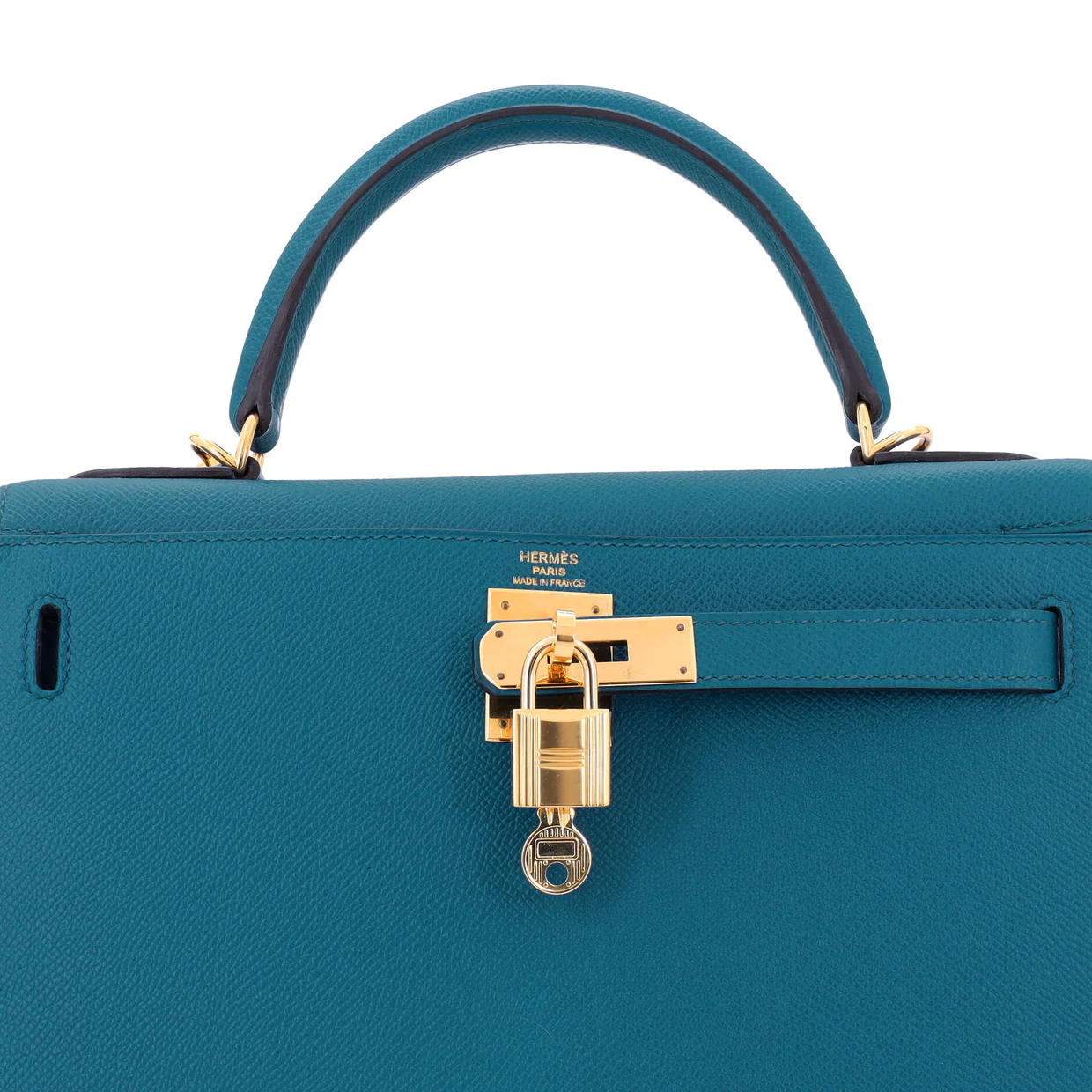 Kelly Handbag Bleu Izmir Epsom with Gold Hardware 28 - Deep Luxury