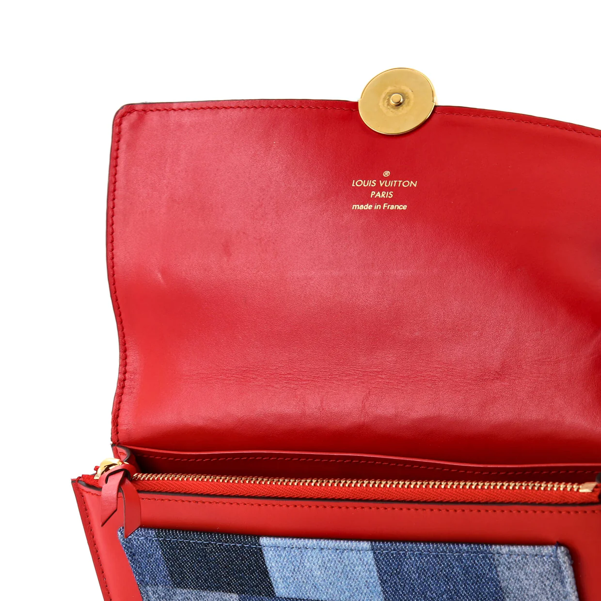 Flore Chain Wallet Damier and Monogram Patchwork Denim - Deep Luxury