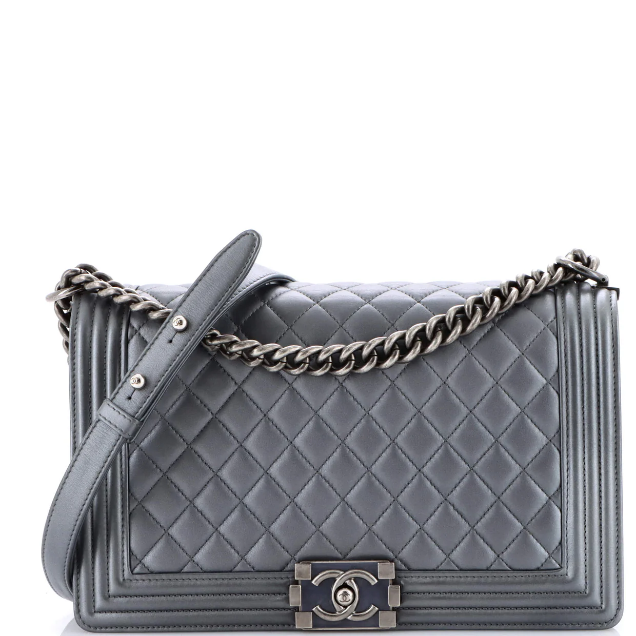 Boy Flap Bag Quilted Metallic Calfskin New Medium - Deep Luxury