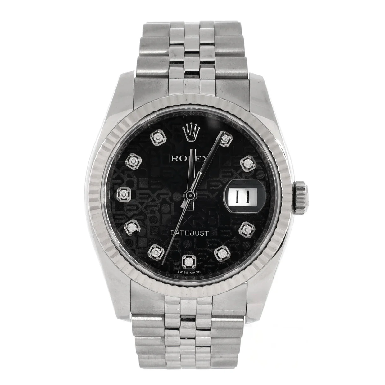 Oyster Perpetual Datejust Automatic Watch Stainless Steel and White Gold with Diamond Markers 36 - Deep Luxury