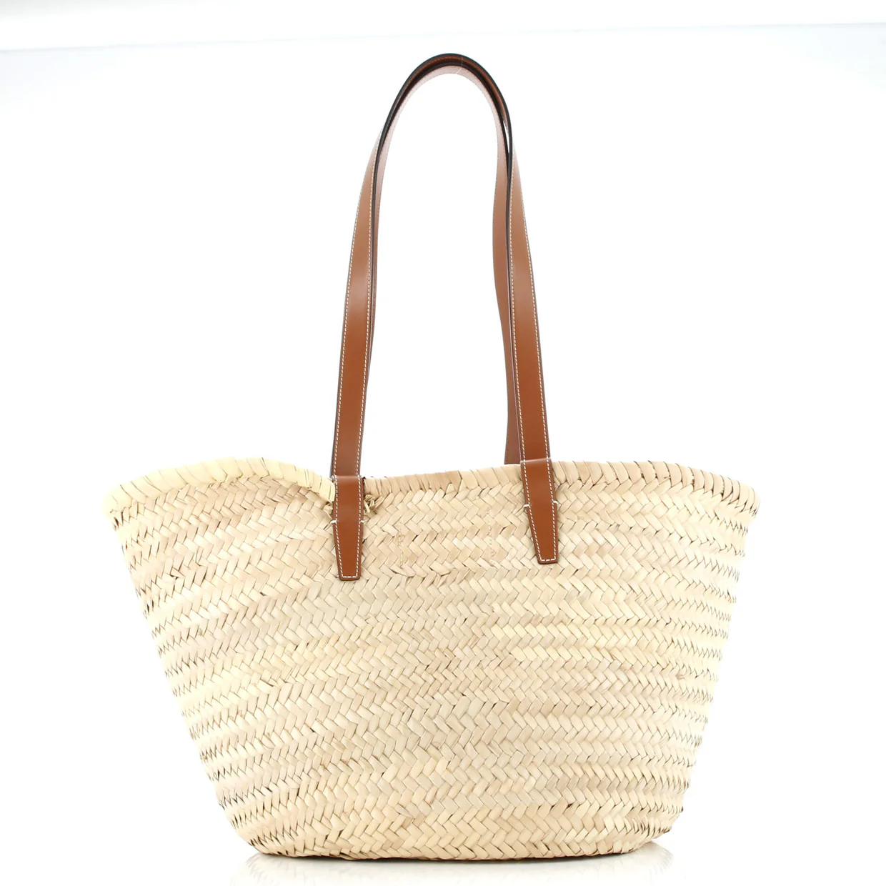 Triomphe Basket Shoulder Bag Raffia with Leather Large - Deep Luxury