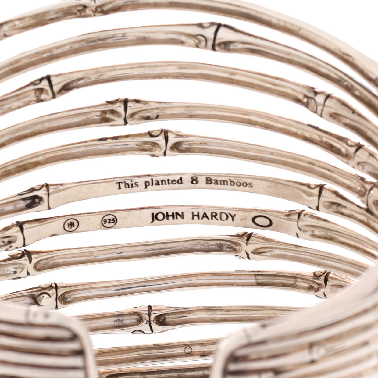 Bamboo Cuff Bracelet Sterling Silver Wide - Deep Luxury