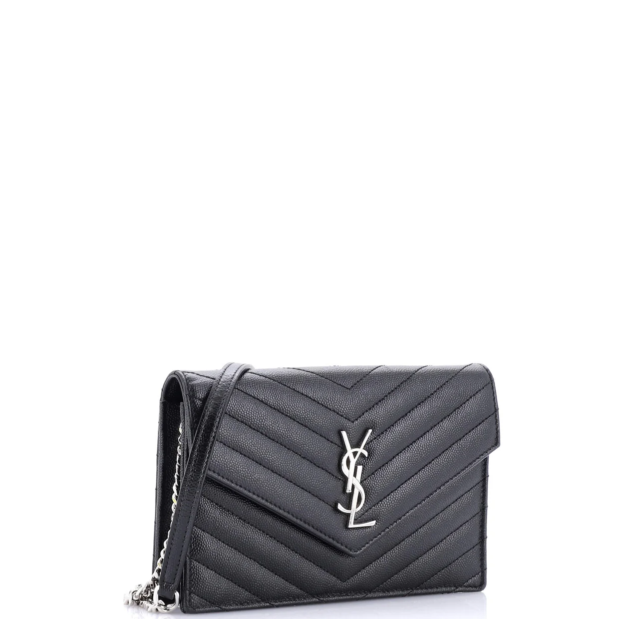 Classic Monogram Wallet on Chain Matelasse Chevron Leather Small - Deep Luxury