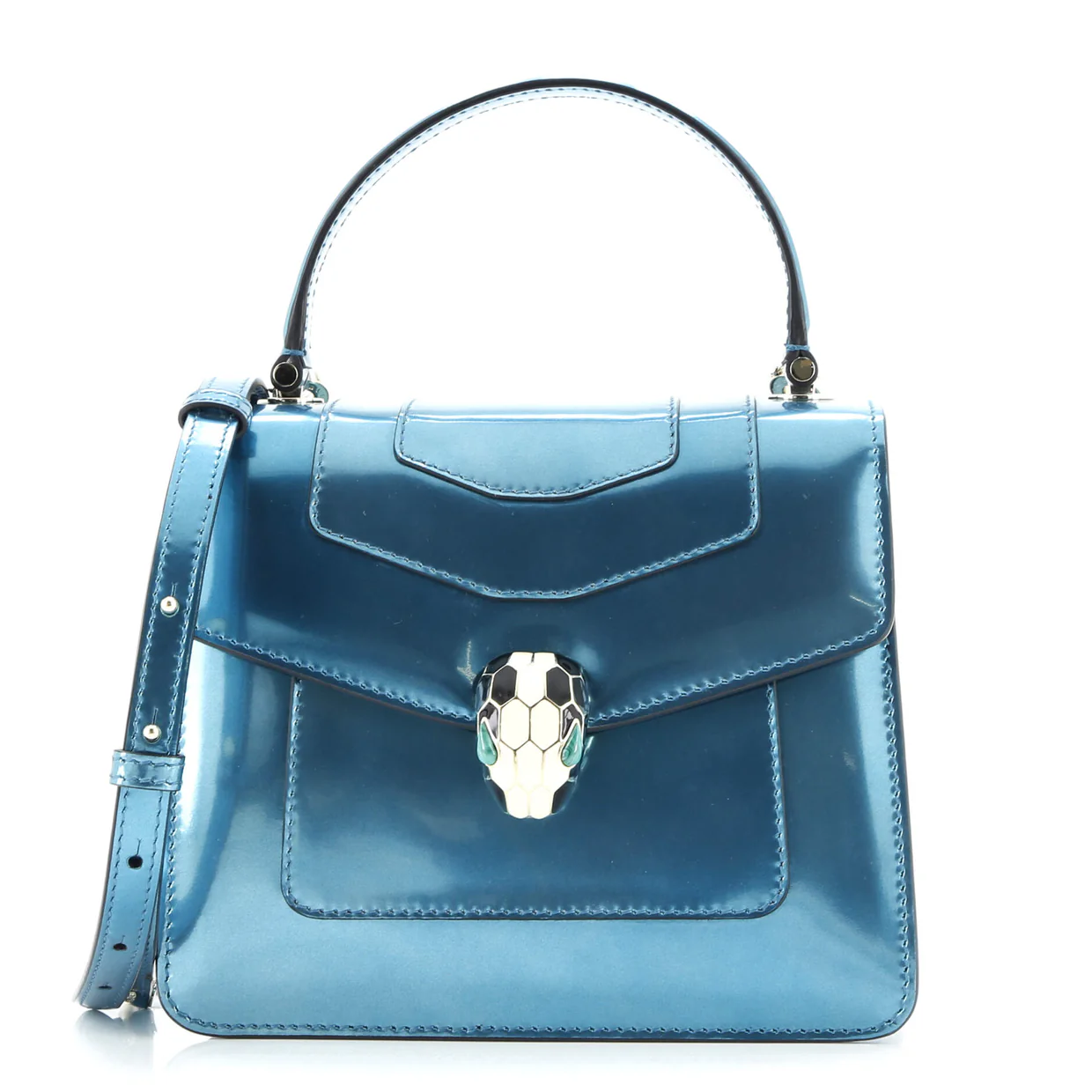 Serpenti Forever Square Shoulder Bag Metallic Leather Small - Deep Luxury