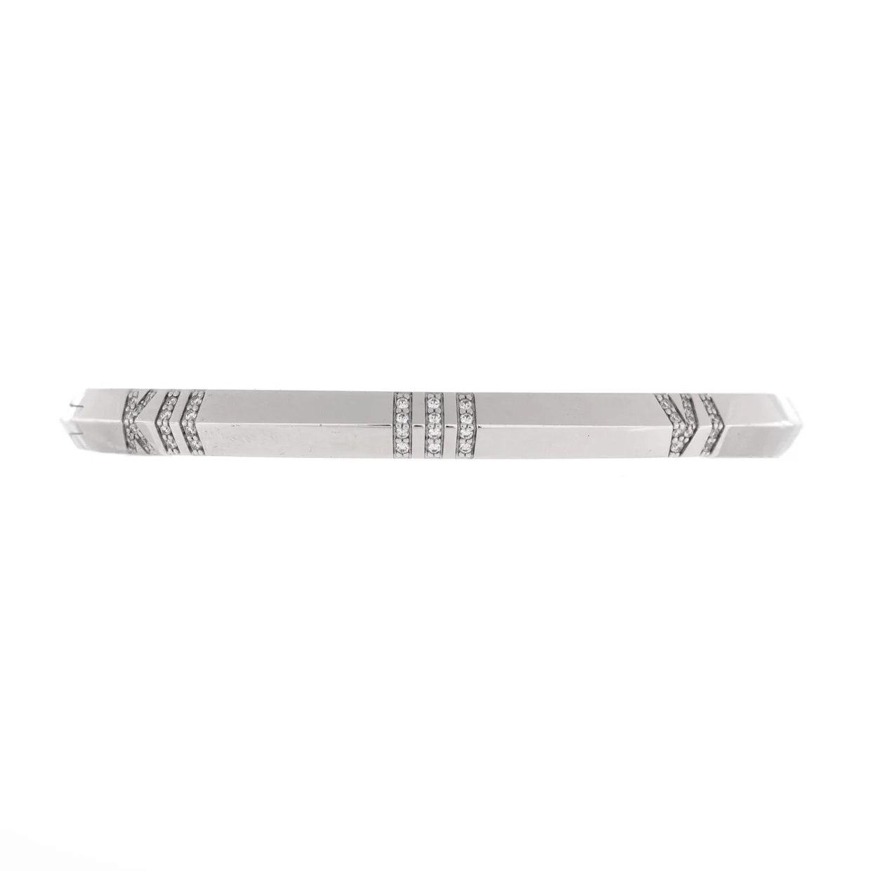 Atlas X Closed Hinged Bangle Bracelet 18K White Gold with Diamonds Narrow - Deep Luxury