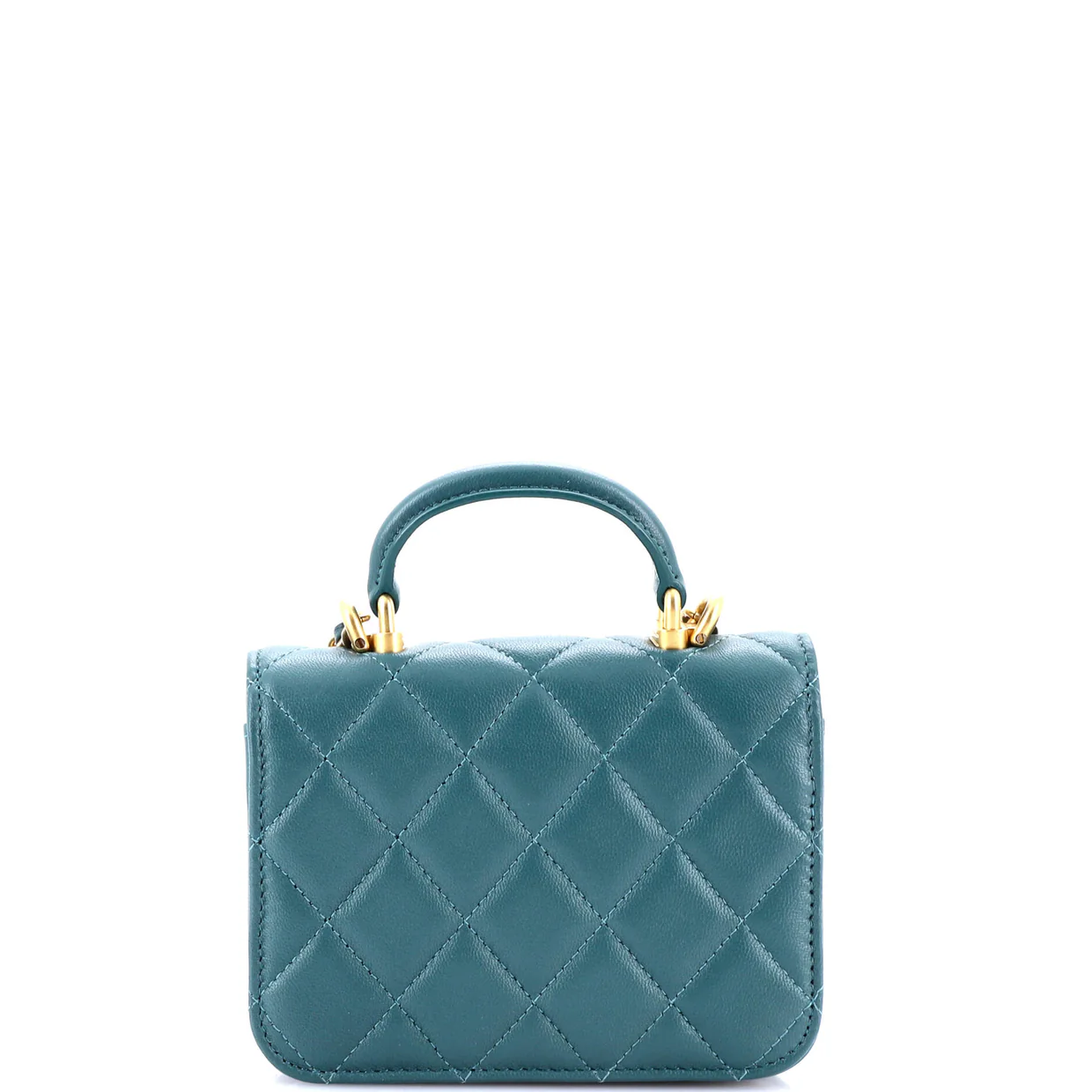 Top Handle Flap Coin Purse with Chain Quilted Lambskin - Deep Luxury