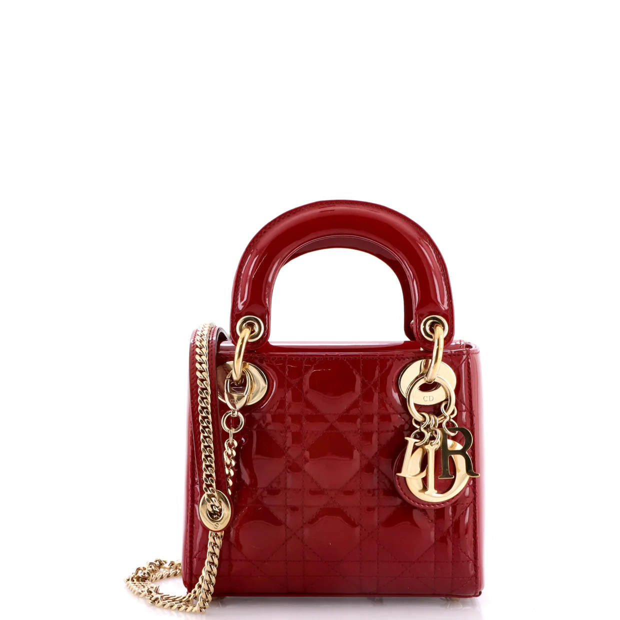 Lady Dior Chain Bag Cannage Quilt Patent Mini - Deep Luxury
