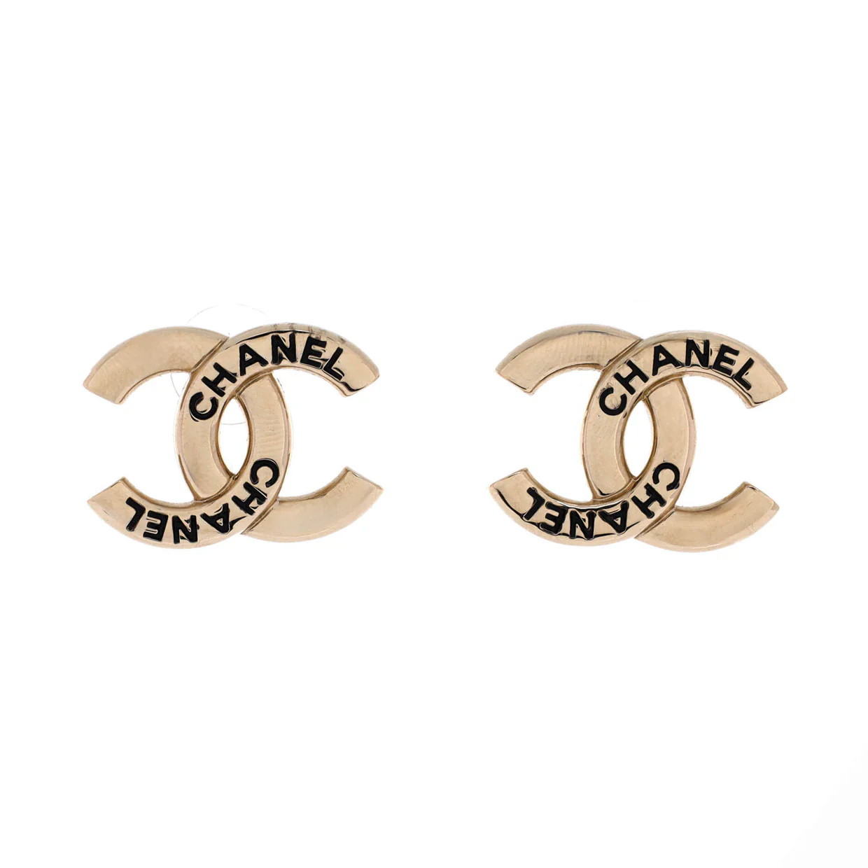 Engraved CC Stud Earrings Metal - Deep Luxury