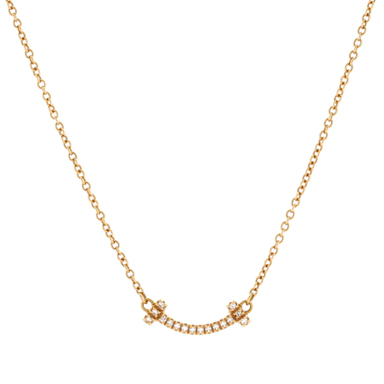 T Smile Pendant Necklace 18K Yellow Gold with Diamonds Mini - Deep Luxury