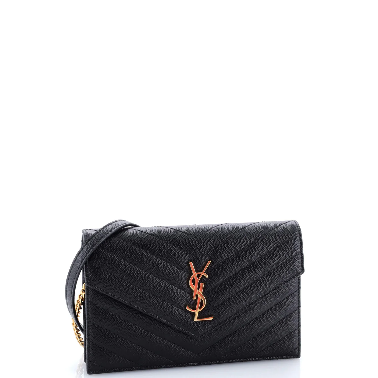 Classic Monogram Wallet on Chain Matelasse Chevron Leather Small - Deep Luxury