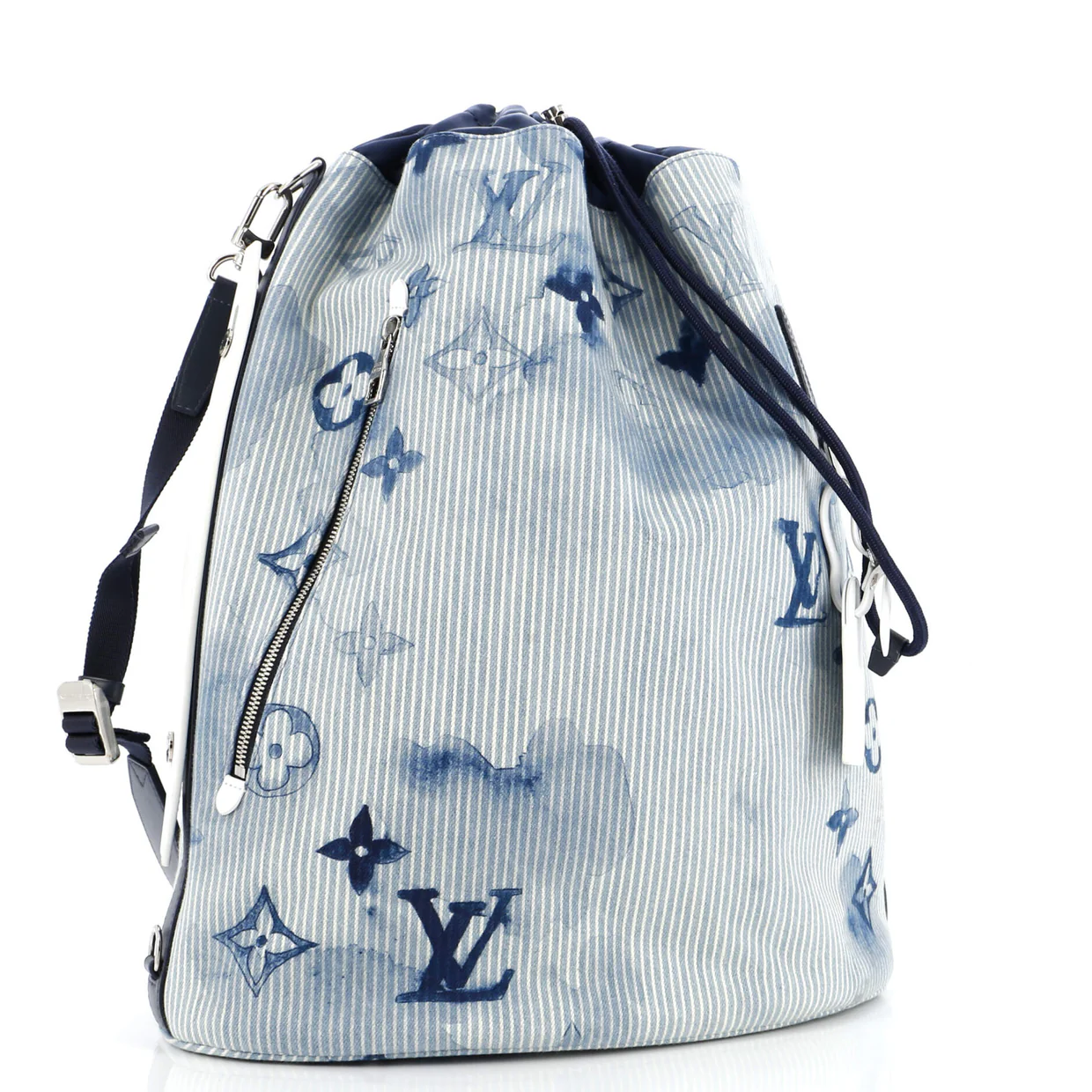 Sac Marin Bag Limited Edition Monogram Watercolor Stripes Denim - Deep Luxury