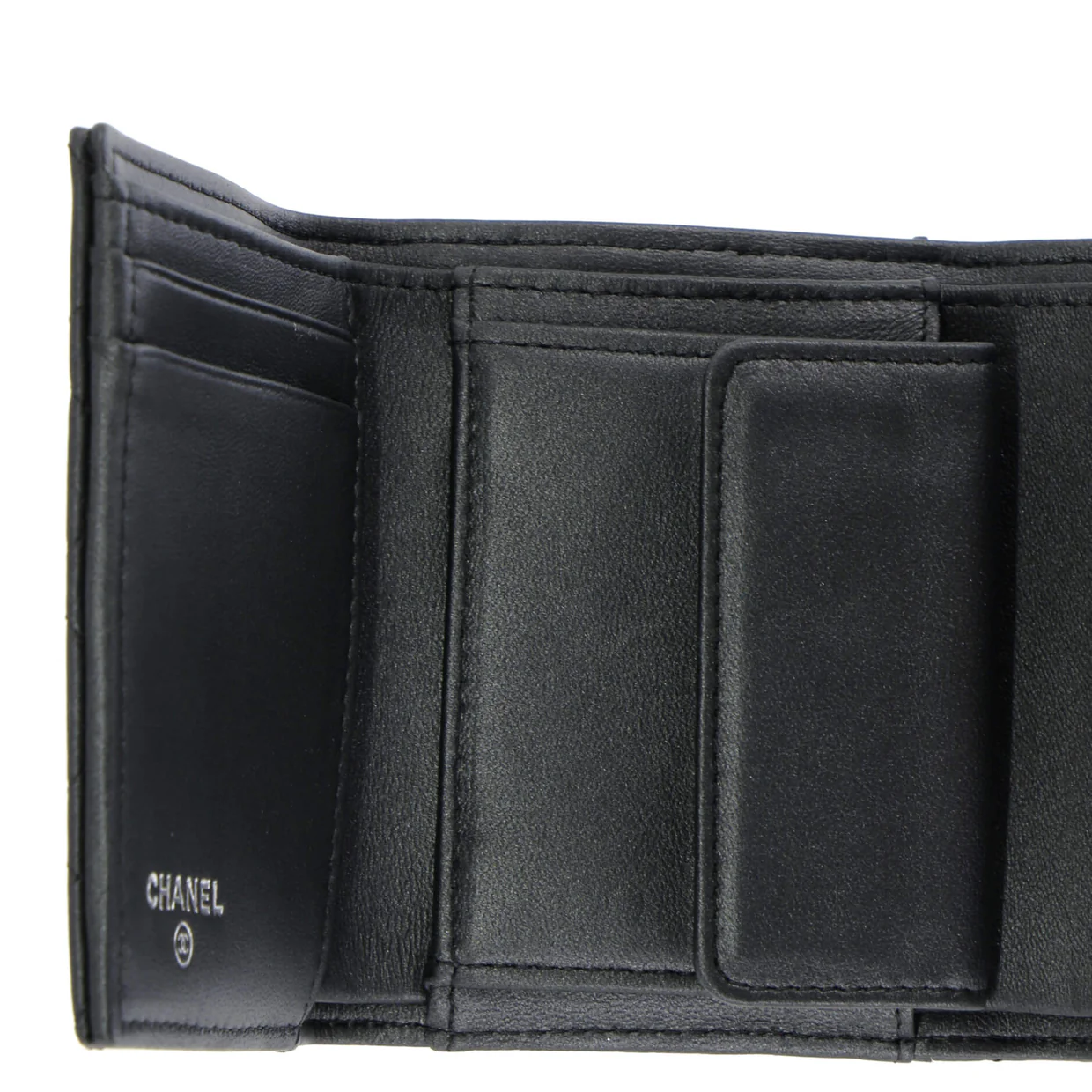 So Black CC Compact Classic Flap Wallet Quilted Lambskin - Deep Luxury