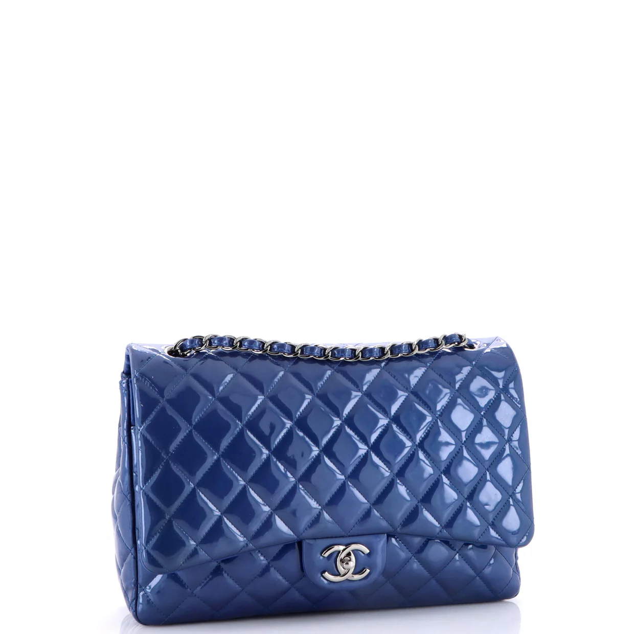 Classic Double Flap Bag Quilted Patent Maxi - Deep Luxury