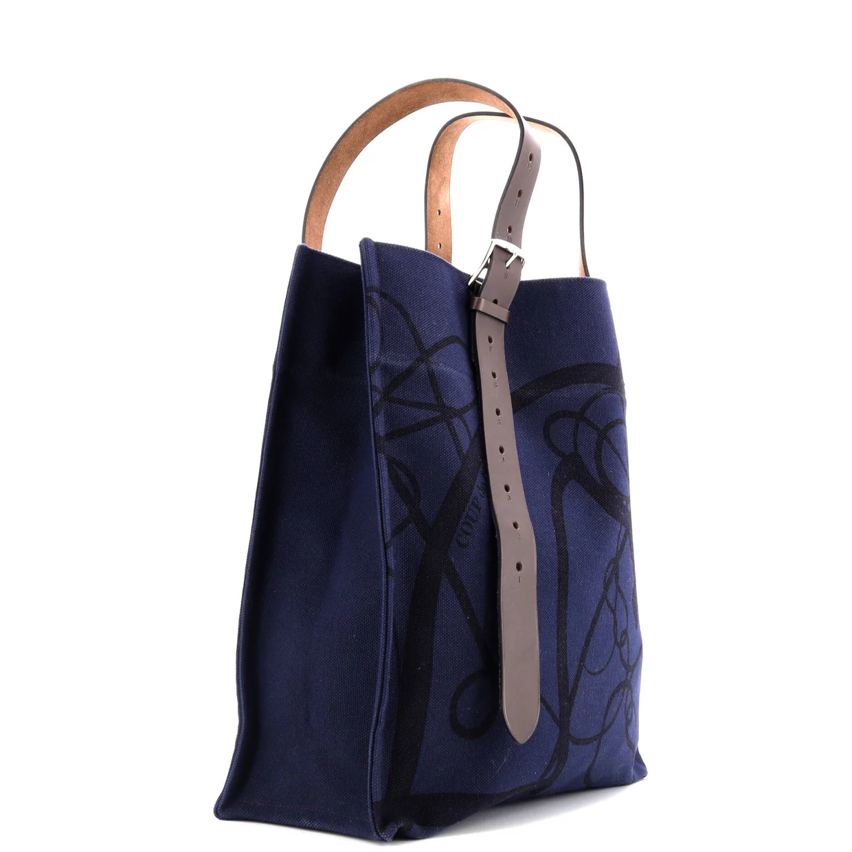 Etriviere Shopping Tote Printed Toile and Leather - Deep Luxury