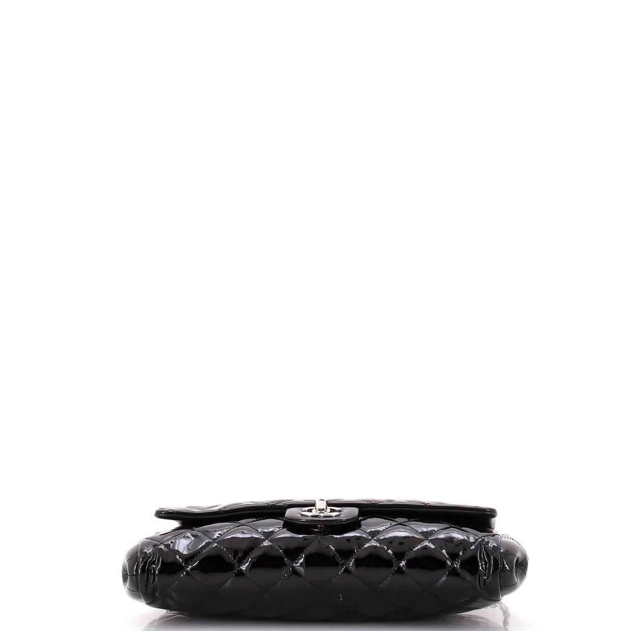 Clutch with Chain Quilted Patent - Deep Luxury