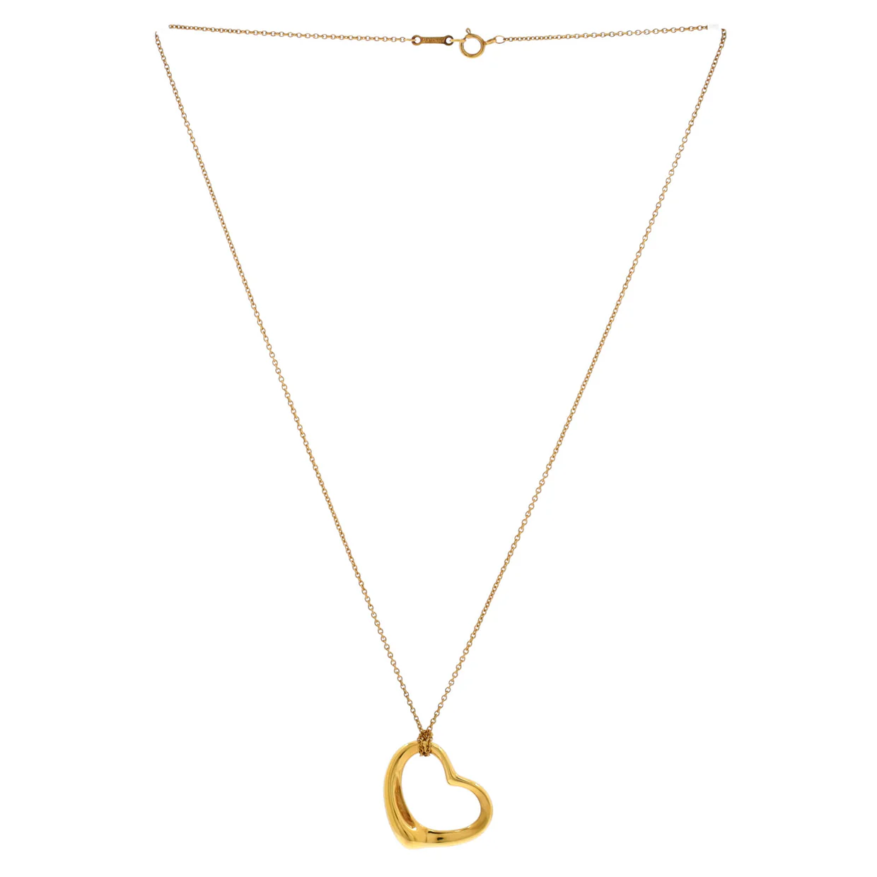 Elsa Peretti Open Heart Pendant Necklace 18K Yellow Gold 22mm - Deep Luxury