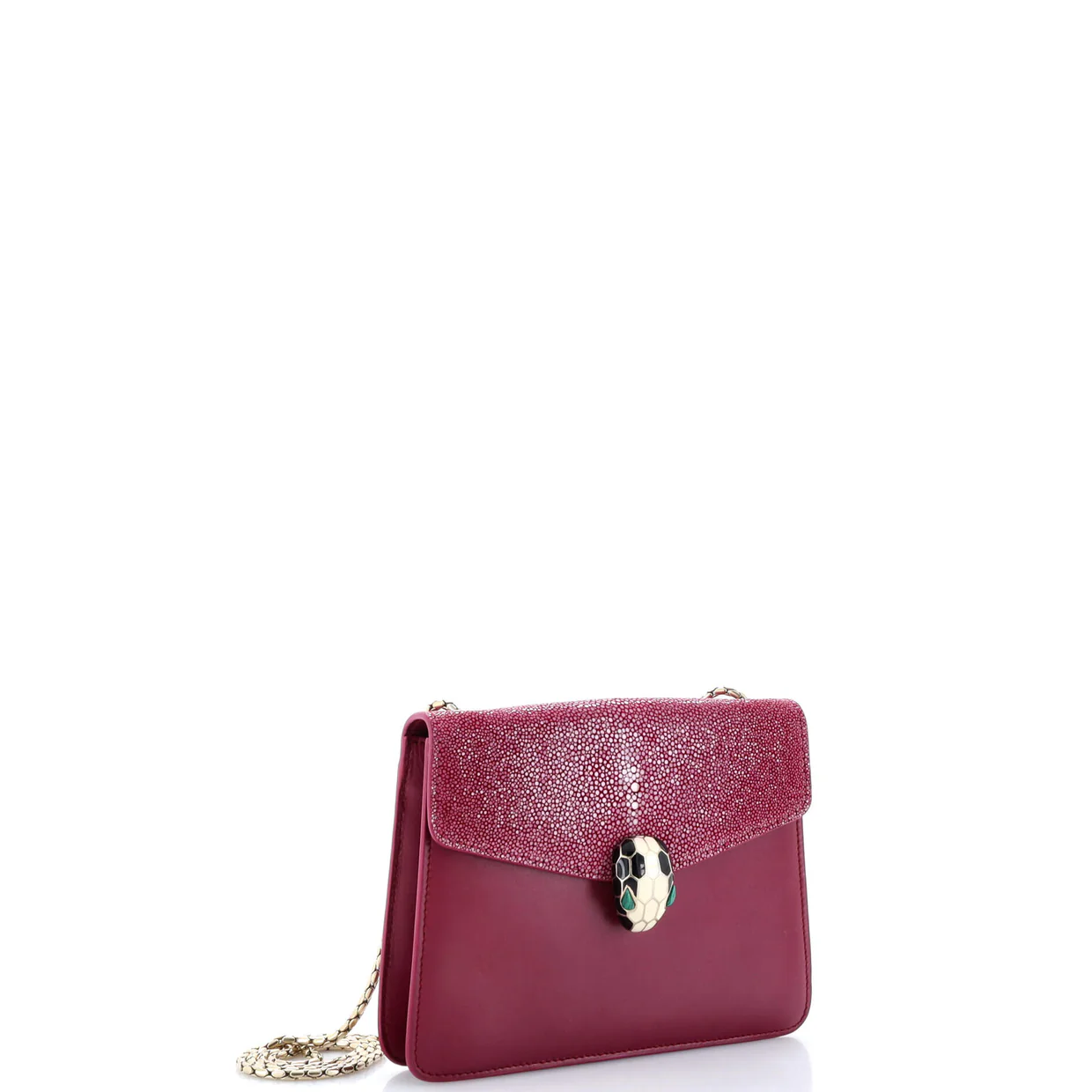 Serpenti Forever Square Shoulder Bag Leather and Stingray Small - Deep Luxury