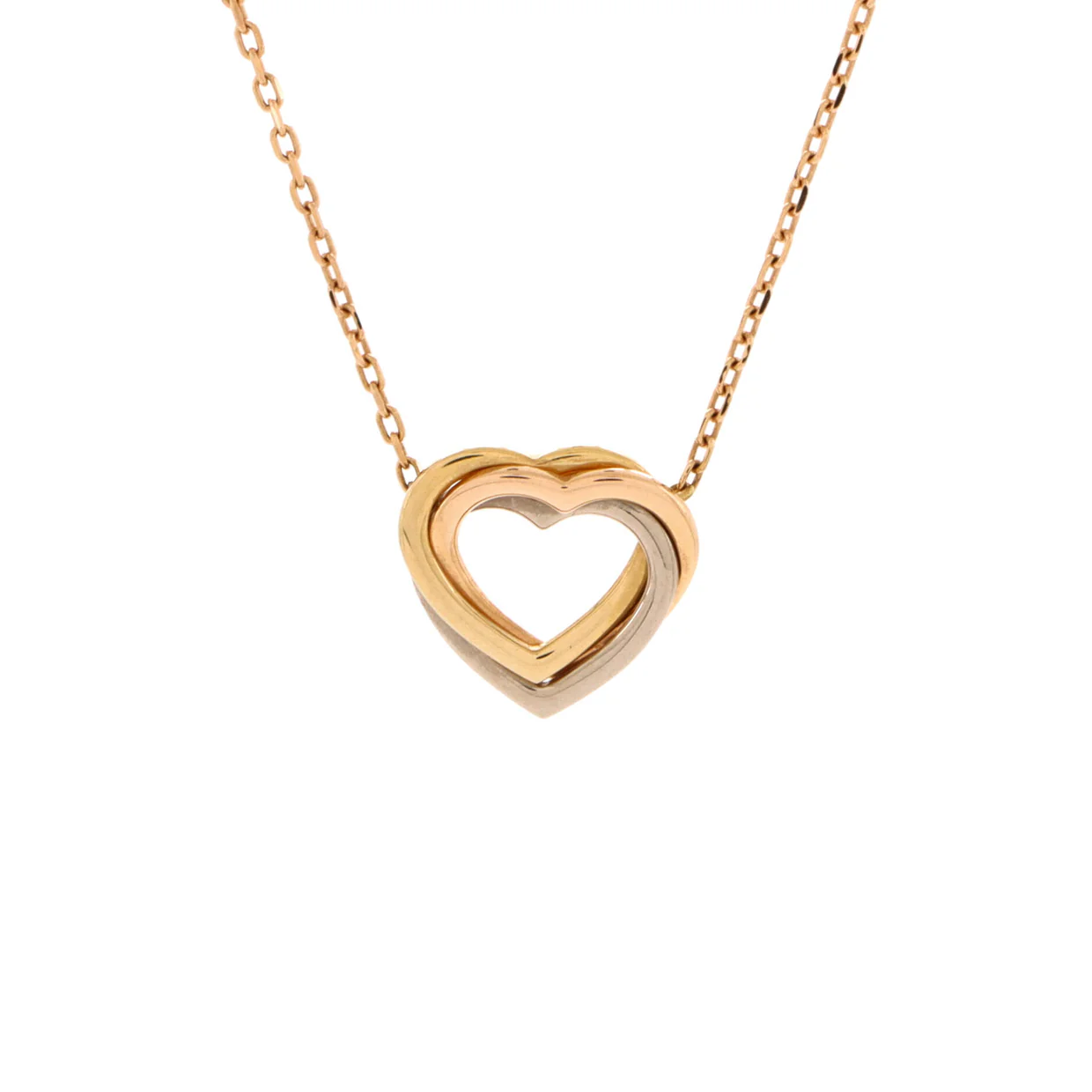 Trinity Heart Pendant Necklace 18K Tricolor Gold - Deep Luxury
