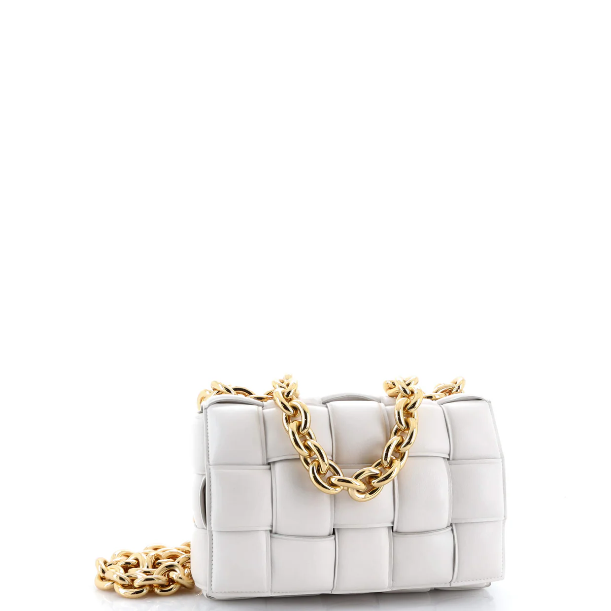Cassette Chain Crossbody Bag Padded Maxi Intrecciato Leather - Deep Luxury