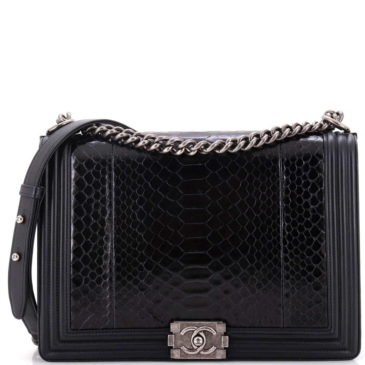 Boy Flap Bag Python Large - Deep Luxury