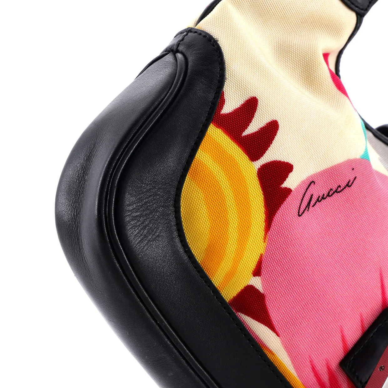 Jackie Hobo Flora Canvas with Leather Medium - Deep Luxury