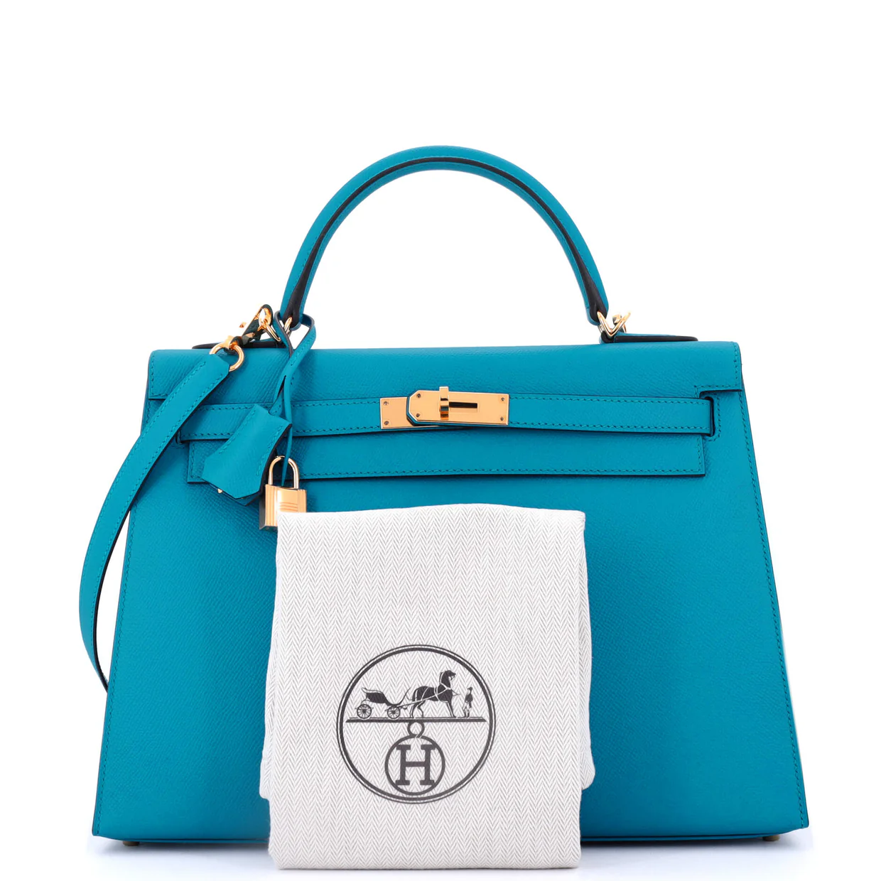 Kelly Handbag Bleu Zanzibar Epsom with Gold Hardware 32 - Deep Luxury