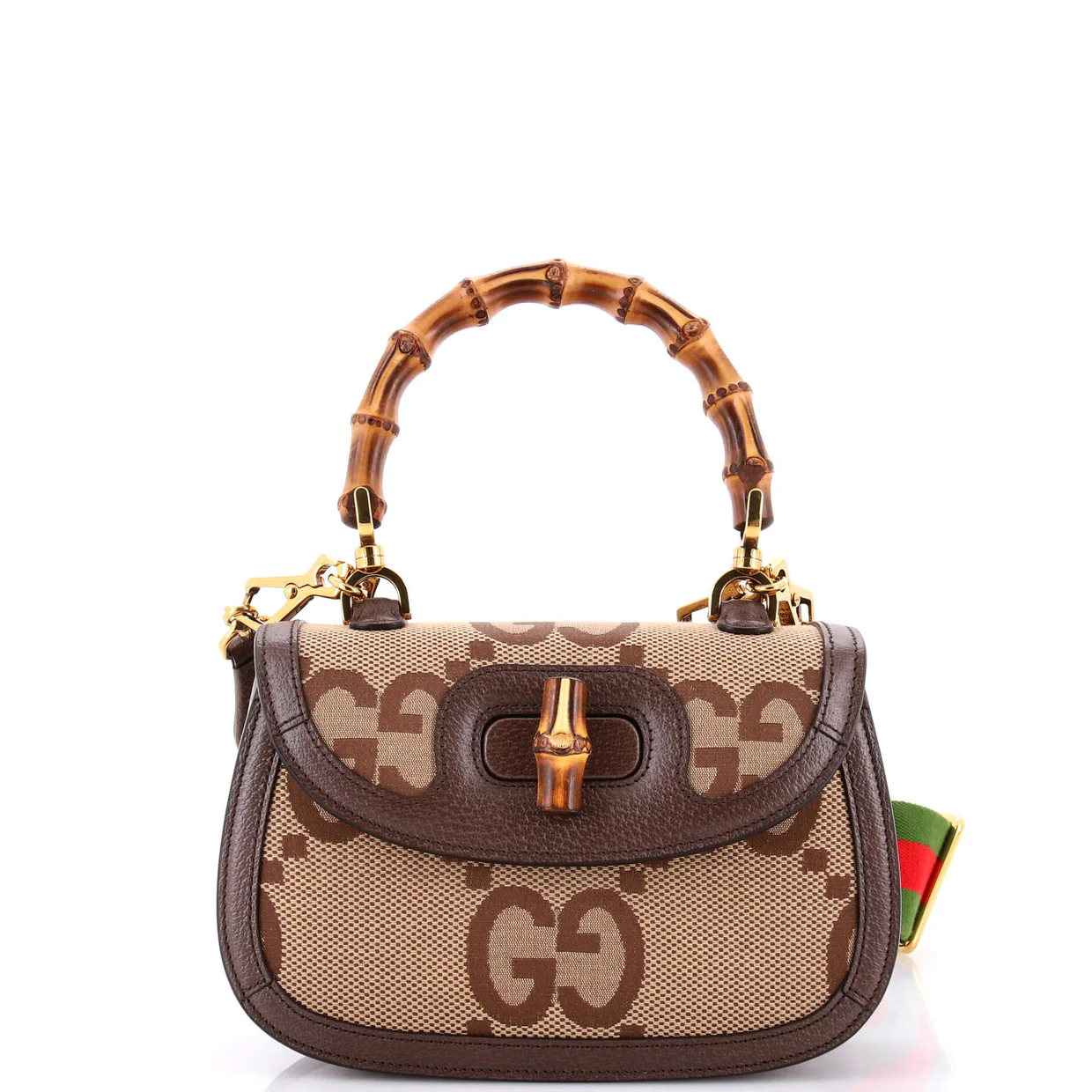 Bamboo 1947 Top Handle Bag Jumbo GG Canvas Small - Deep Luxury